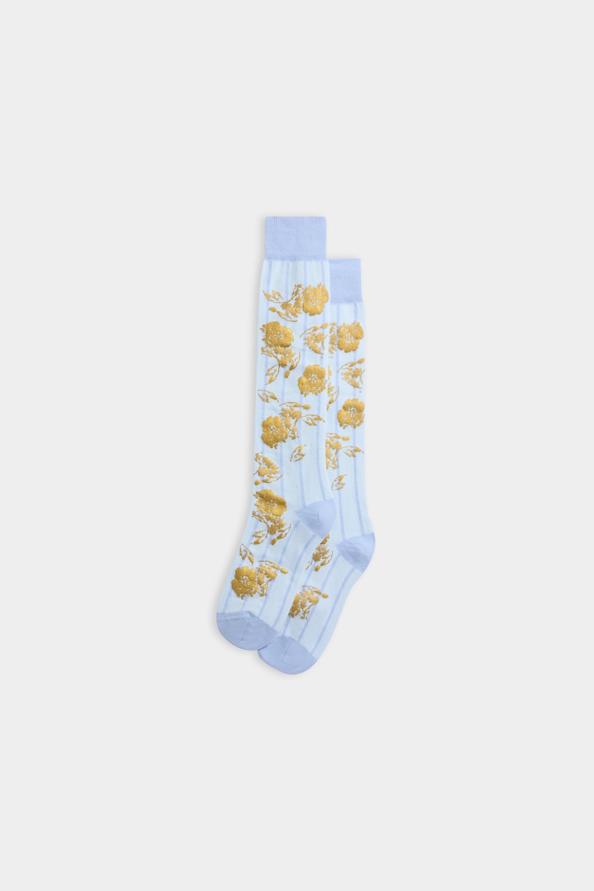 Light-blue & Gold Floral Socks