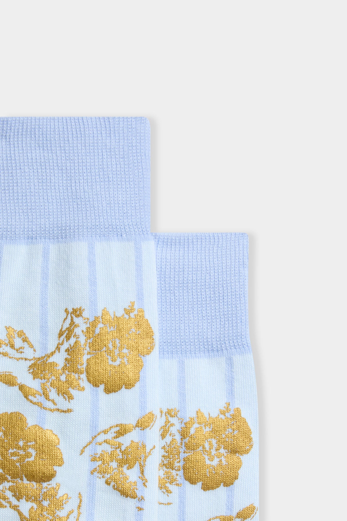 Light-blue & Gold Floral Socks
