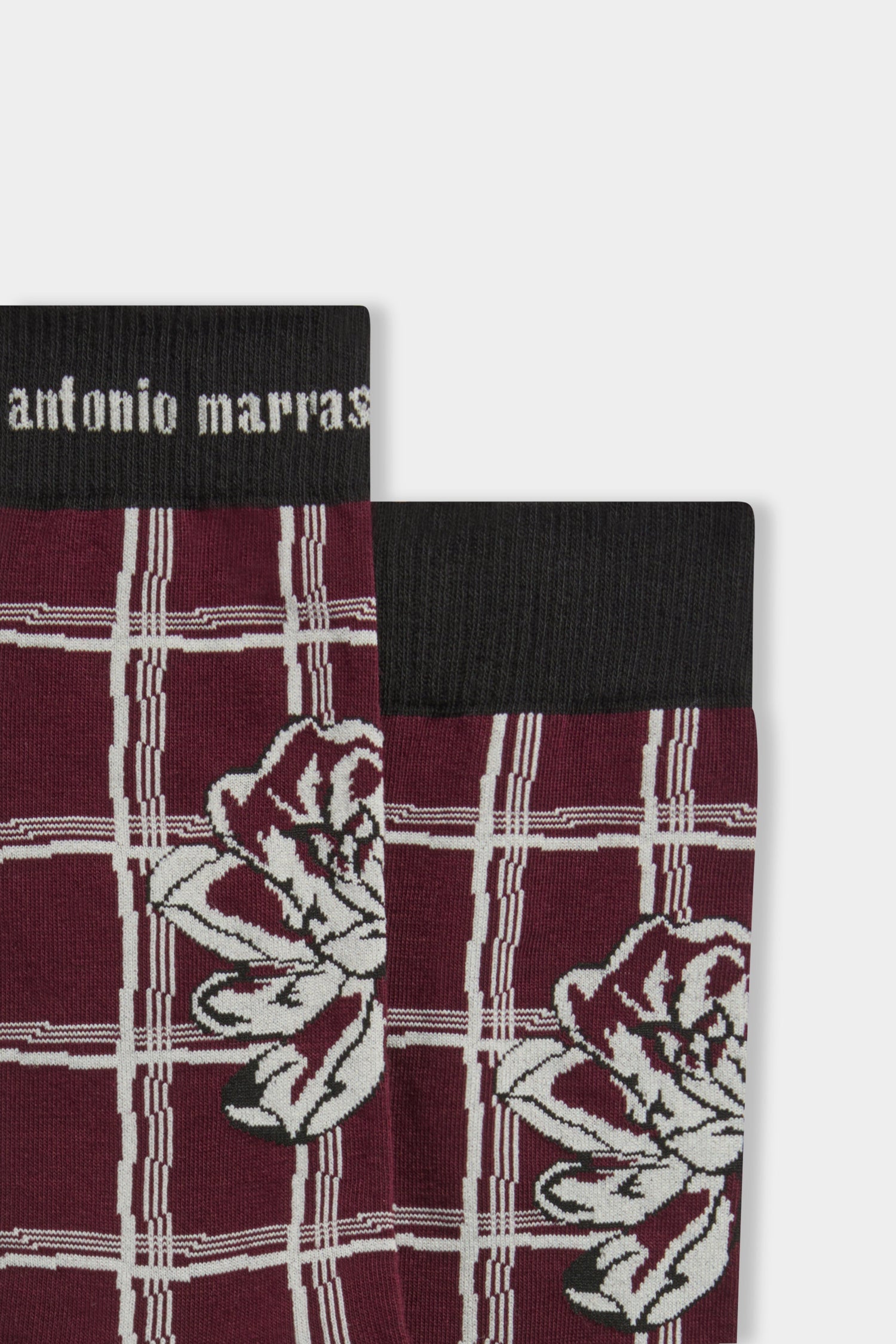 Burgundy Check & Rose Socks