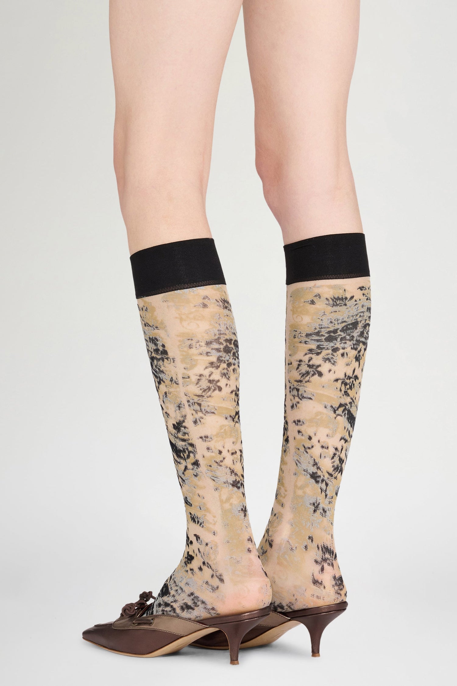 Beige Toile Printed Socks