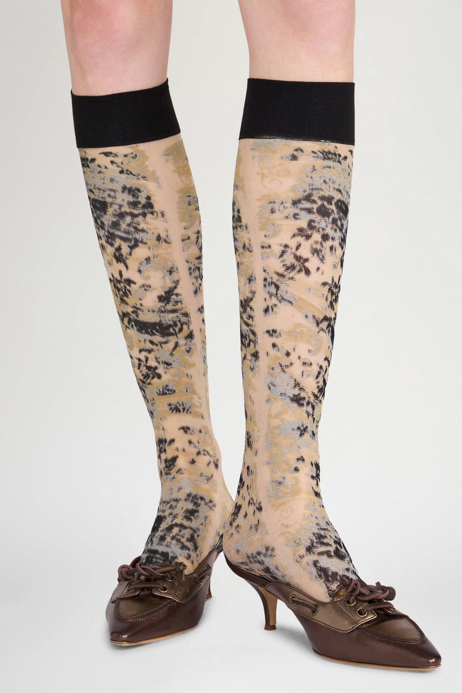 Beige Toile Printed Socks
