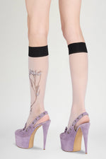 Lilac Floral Sheer Socks
