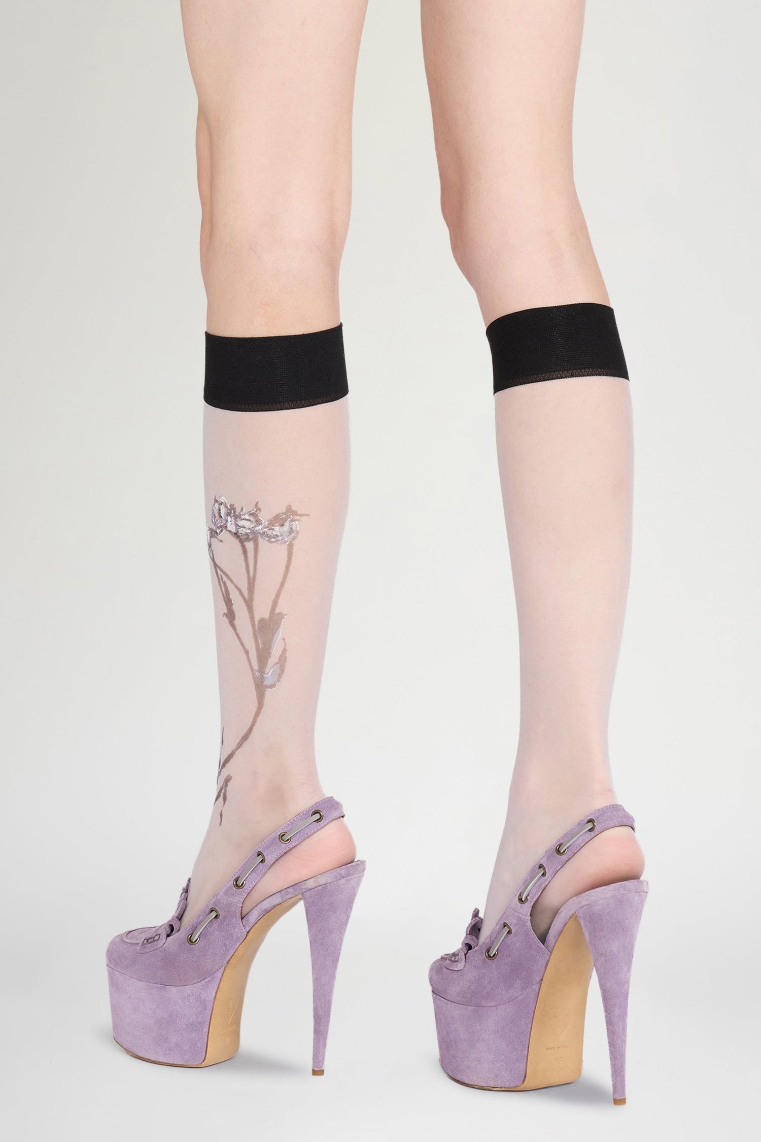 Lilac Floral Sheer Socks