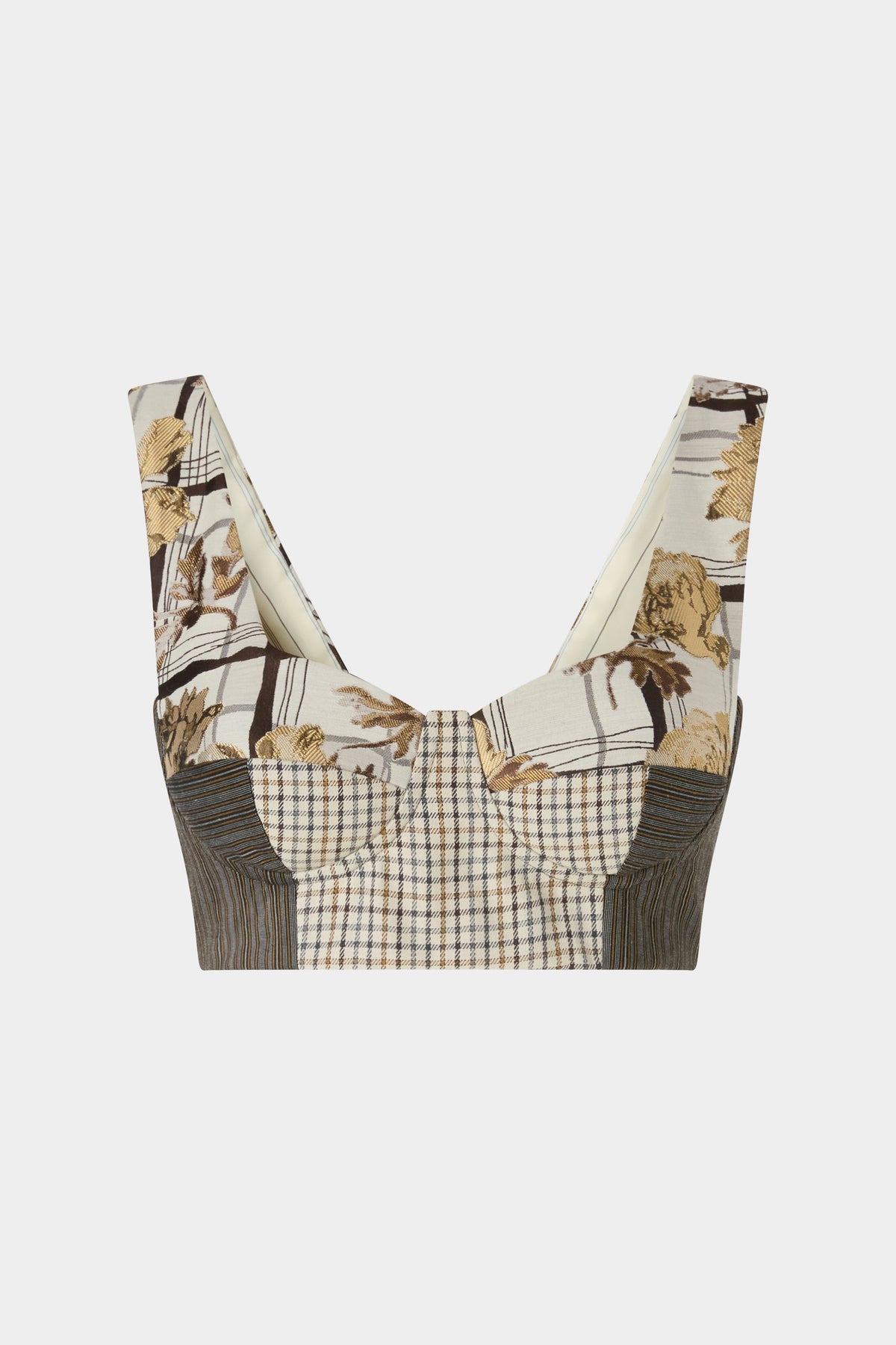 Structured Bra In Floral Jacquard, Check And Pinstripe Fabrics
