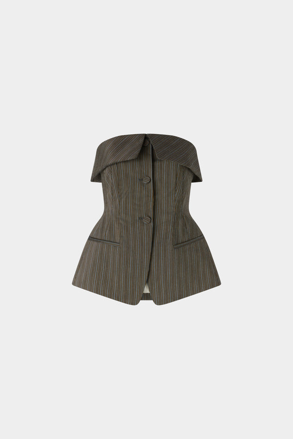 Pinstripe Jacquard Cotton Bustier