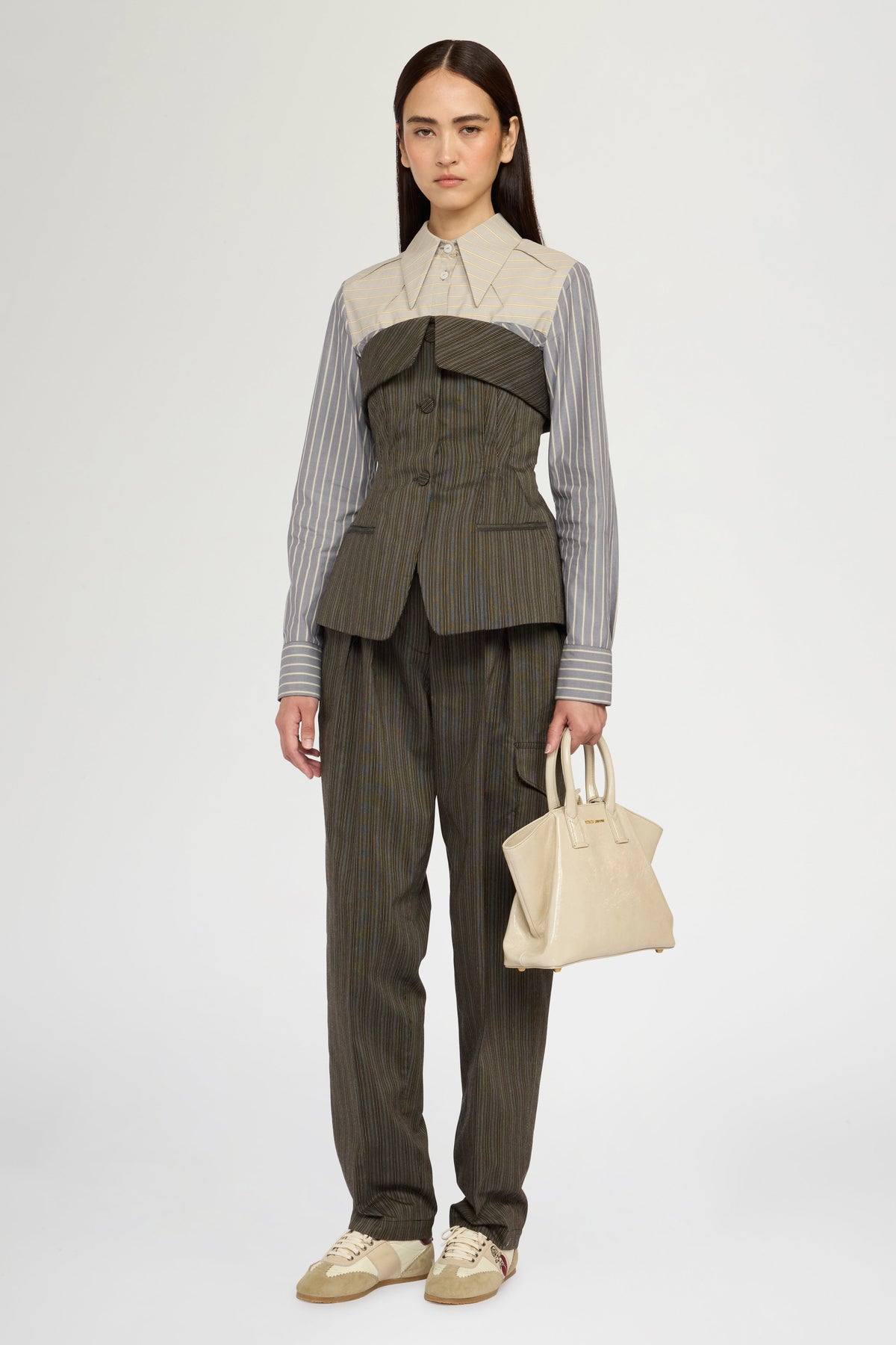 Pinstripe Jacquard Cotton Bustier