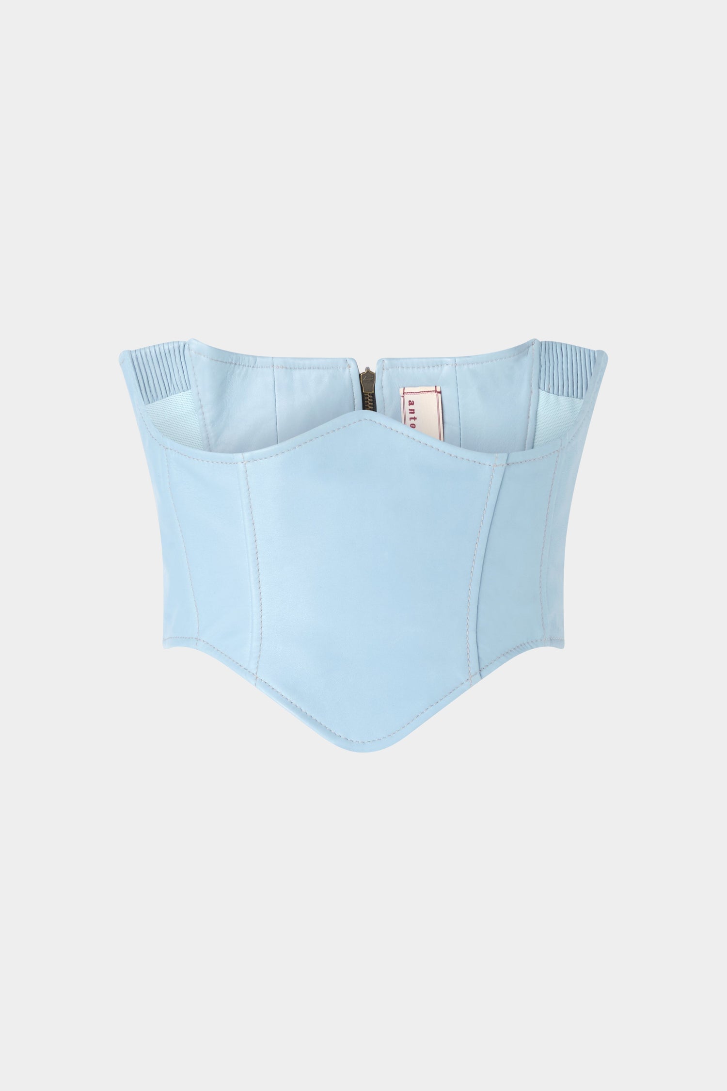 Leather Bustier in Light Blue