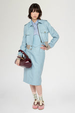 Leather Bustier in Light Blue