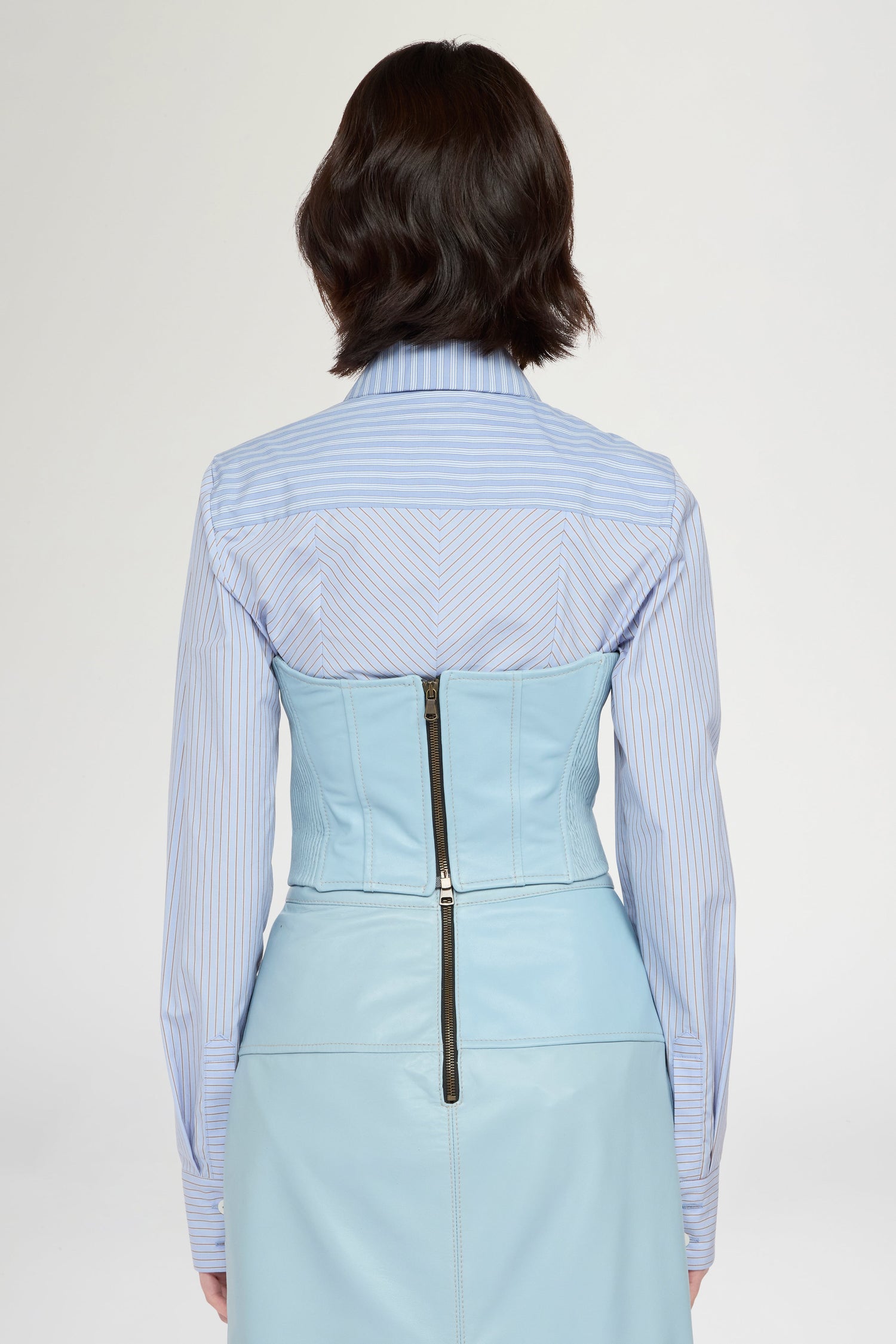 Leather Bustier in Light Blue
