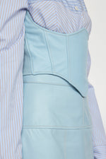 Leather Bustier in Light Blue