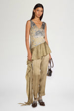 Gold Asymmetric Ruffled Top