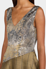 Gold Asymmetric Ruffled Top