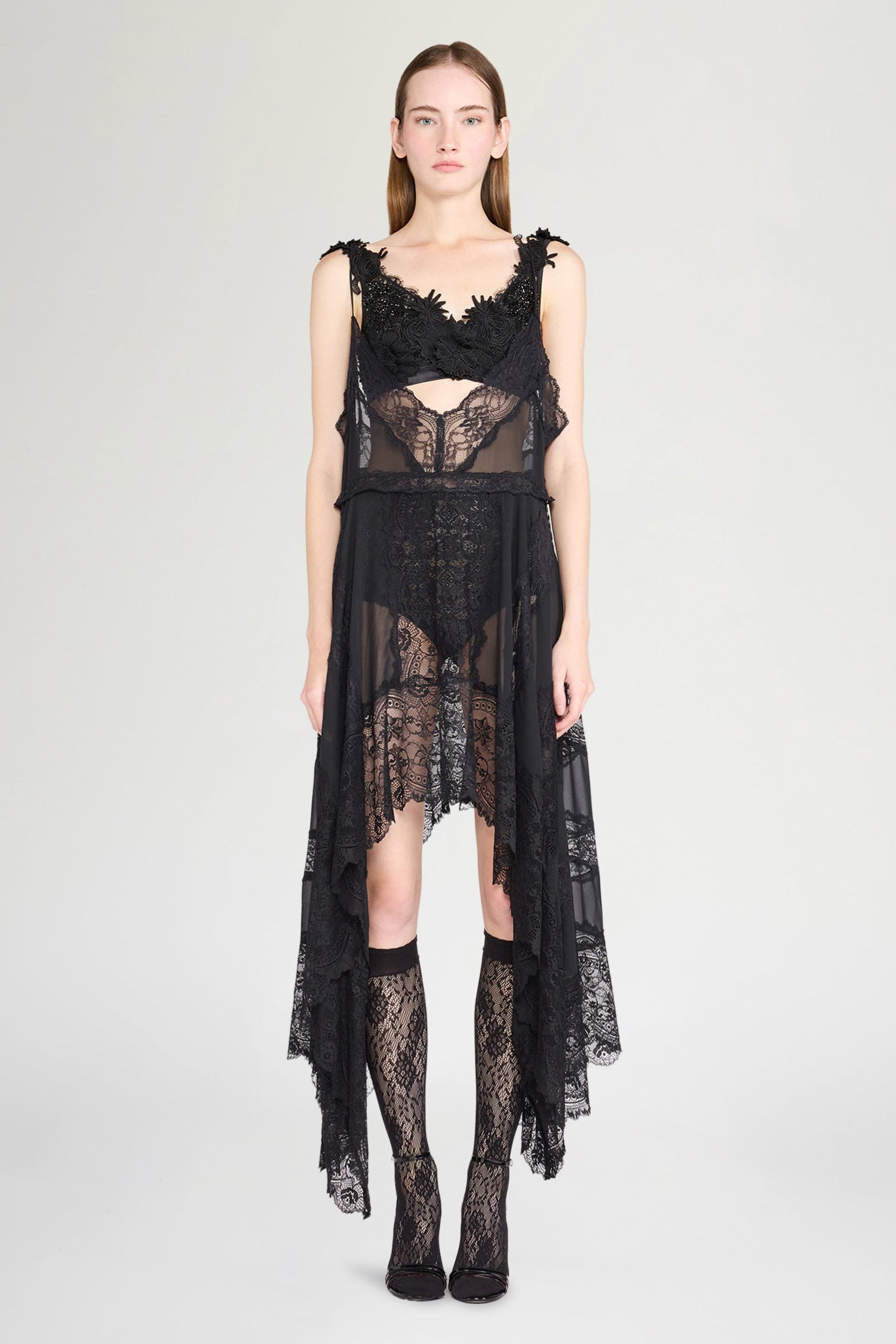 Black Embroidered Lace Bra