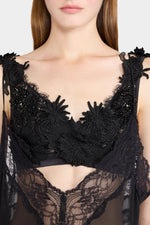Black Embroidered Lace Bra