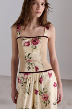 Floral Silk Bustier Top