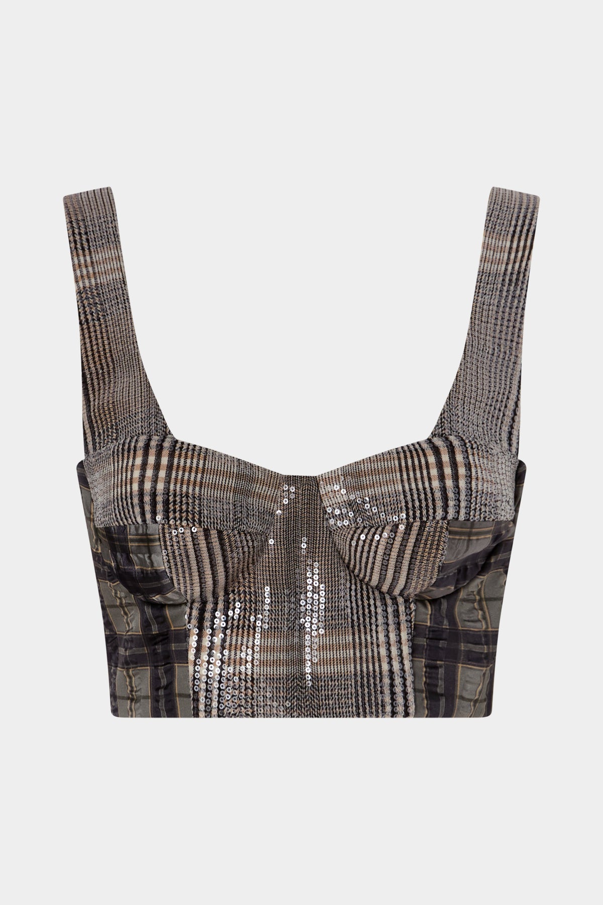 Sequined Checked Crop Bustier