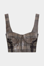 Sequined Checked Crop Bustier