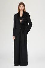 Oversized Tuxedo with Chiffon Ruffles