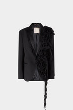 Oversized Tuxedo with Chiffon Ruffles