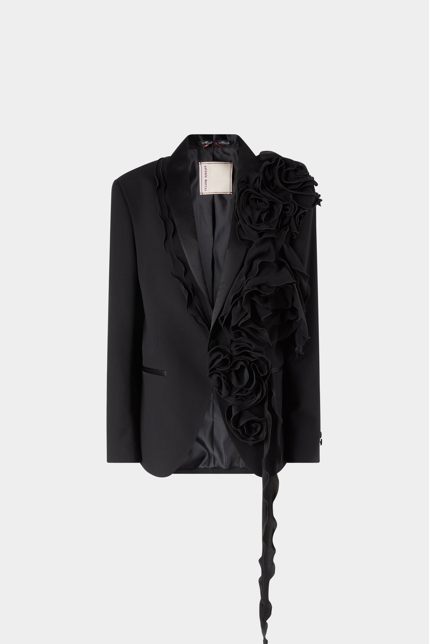 Oversized Tuxedo with Chiffon Ruffles