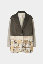 Single-Breasted Pinstripe and Floral Jacquard Jacket