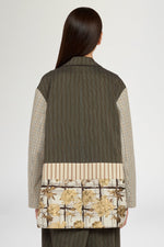 Single-Breasted Pinstripe and Floral Jacquard Jacket