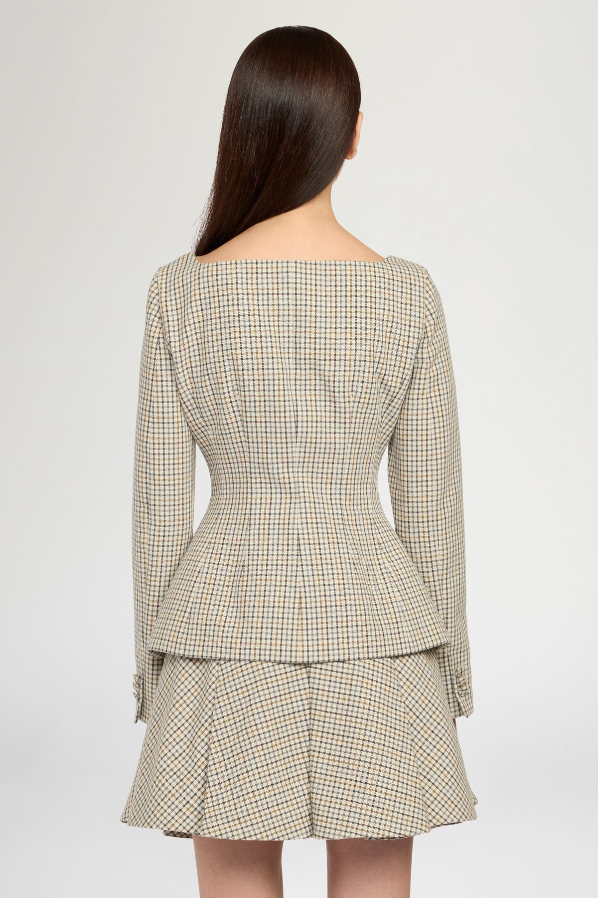 Micro Check and Striped Jersey Corset Jacket