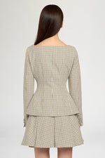 Micro Check and Striped Jersey Corset Jacket