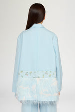 Single-Breasted Light Blue Duchesse Blazer with Inserts
