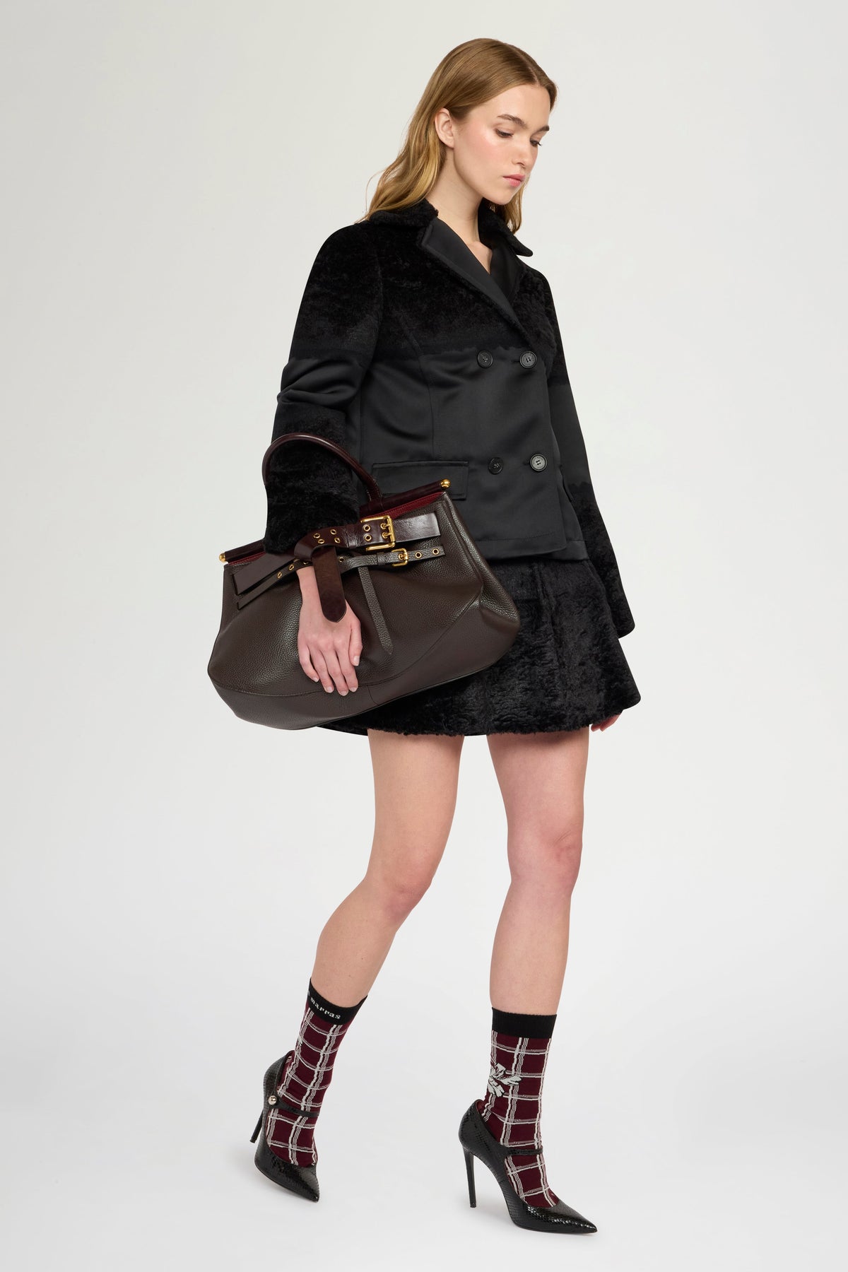Boxy Jacket In Duchesse And Fur