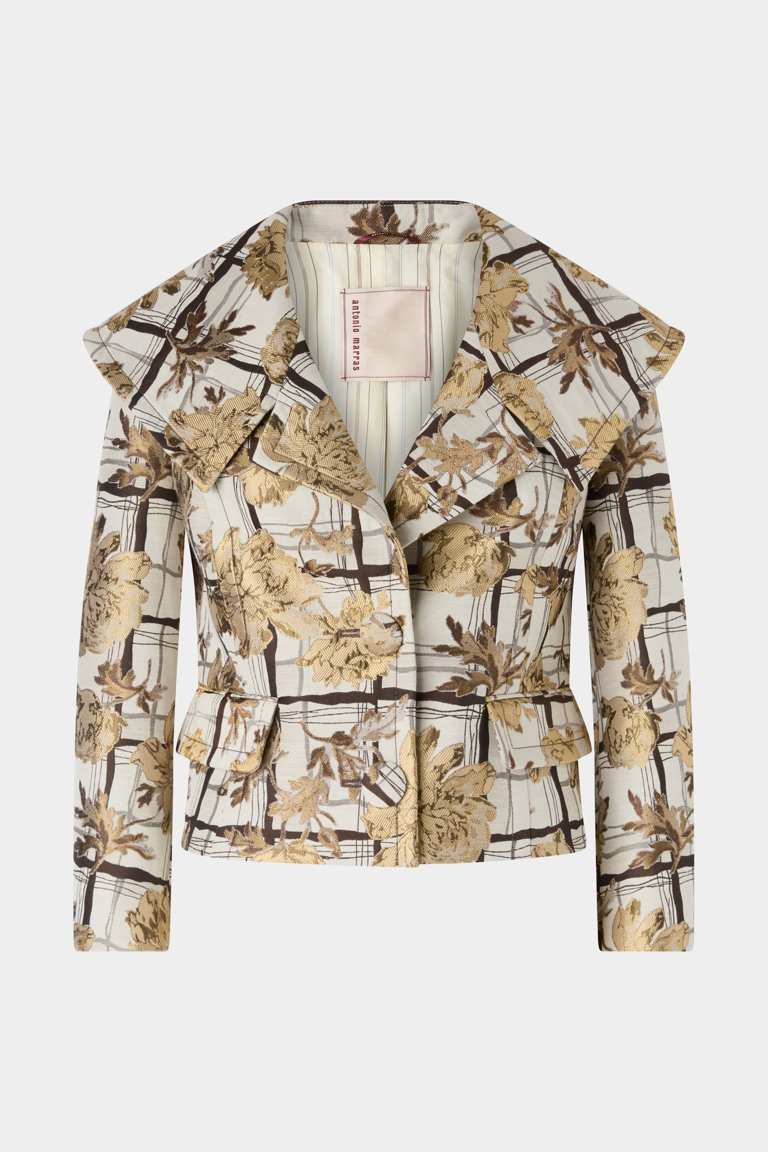 Floral Brocade Jacket with Maxi Lapel