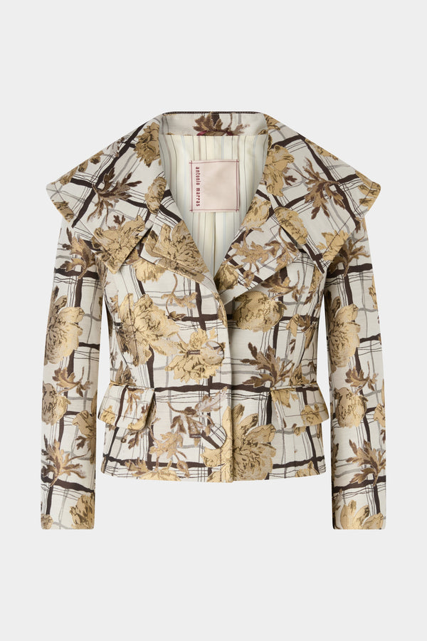 Floral Brocade Jacket with Maxi Lapel