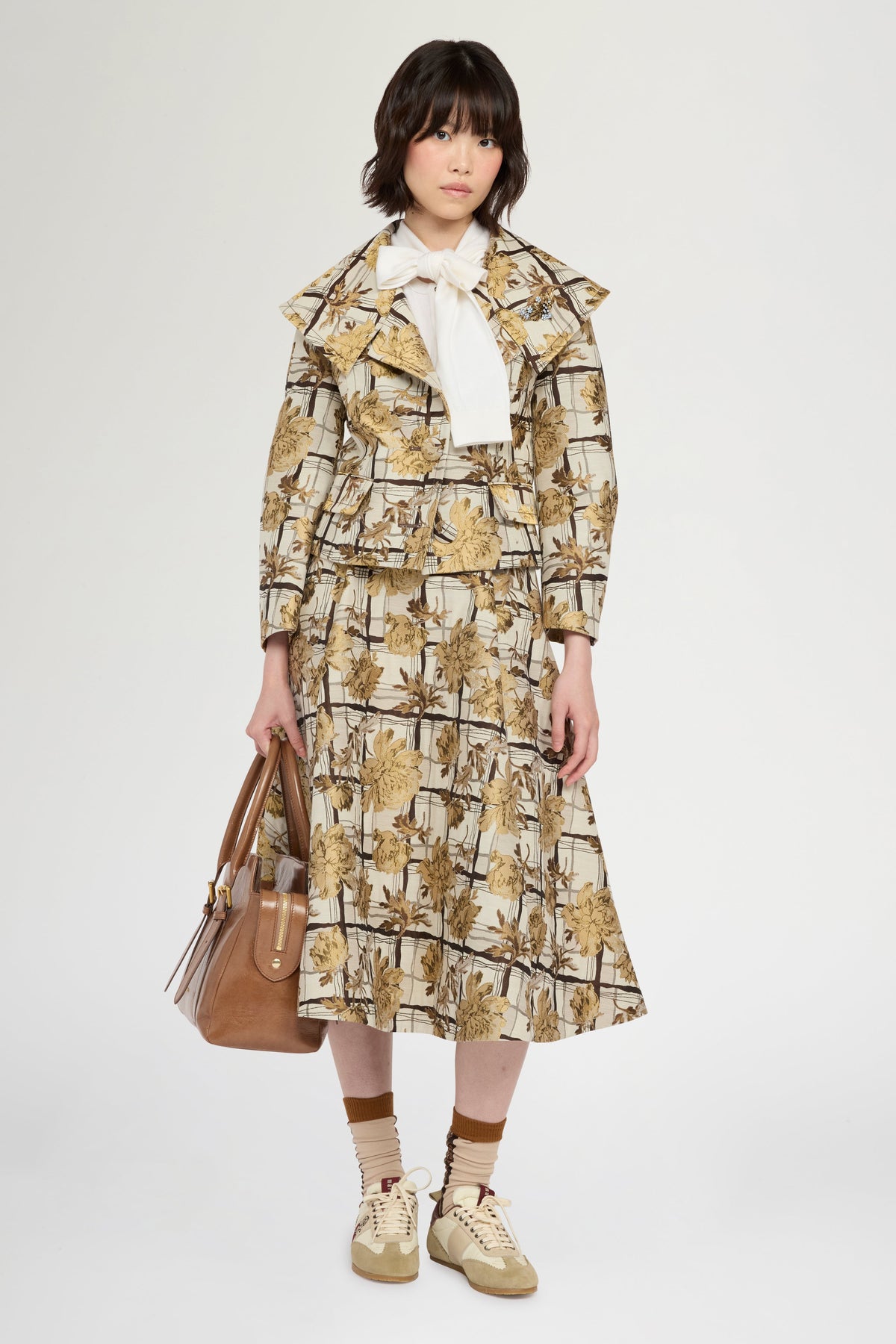 Floral Brocade Jacket with Maxi Lapel