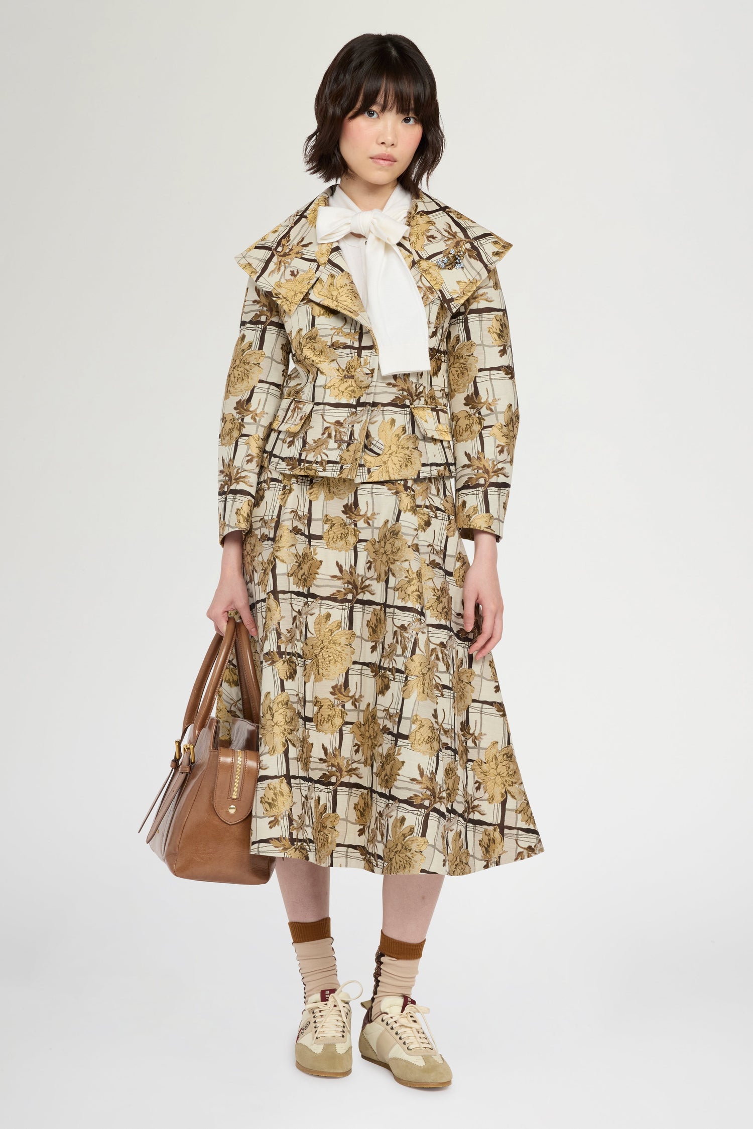 Floral Brocade Jacket with Maxi Lapel