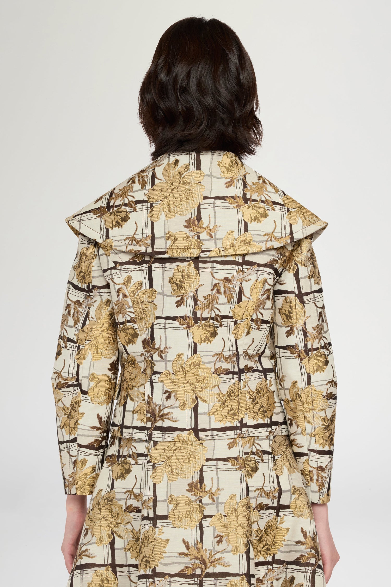 Floral Brocade Jacket with Maxi Lapel