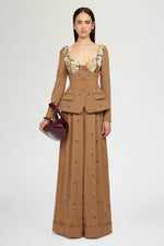 Camel Pinstripe Corset Jacket