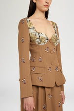 Camel Pinstripe Corset Jacket