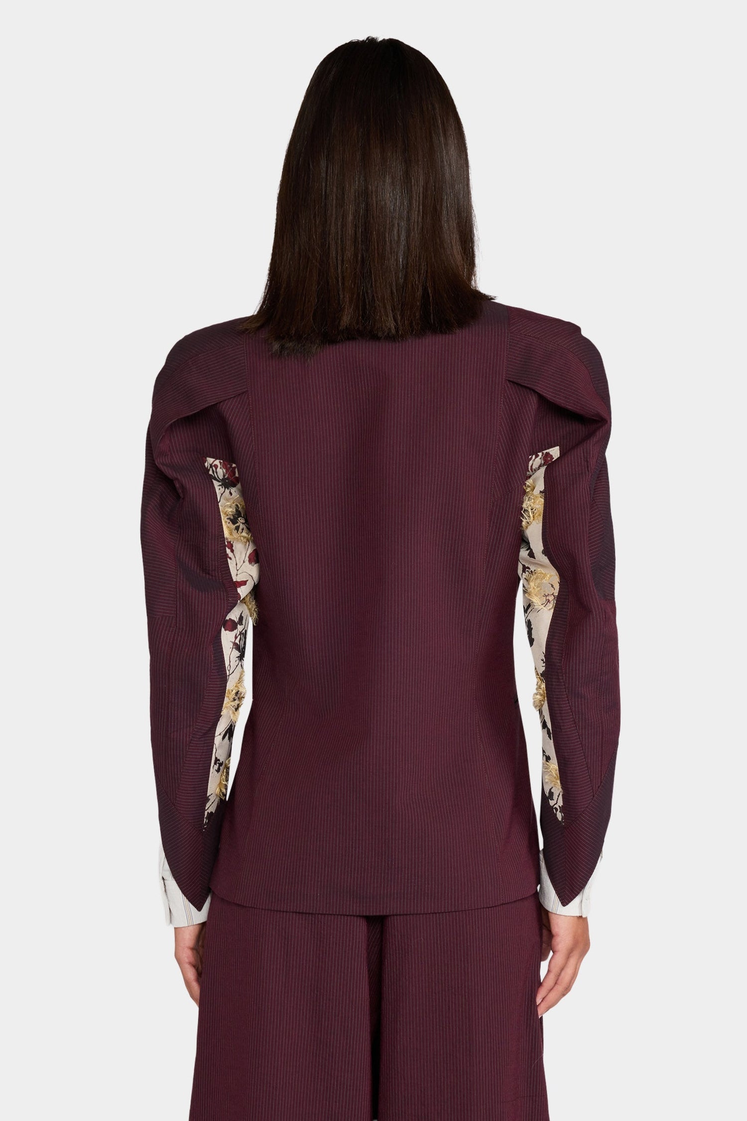 Burgundy Pinstripe Sculptural Jacket