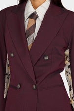Burgundy Pinstripe Sculptural Jacket