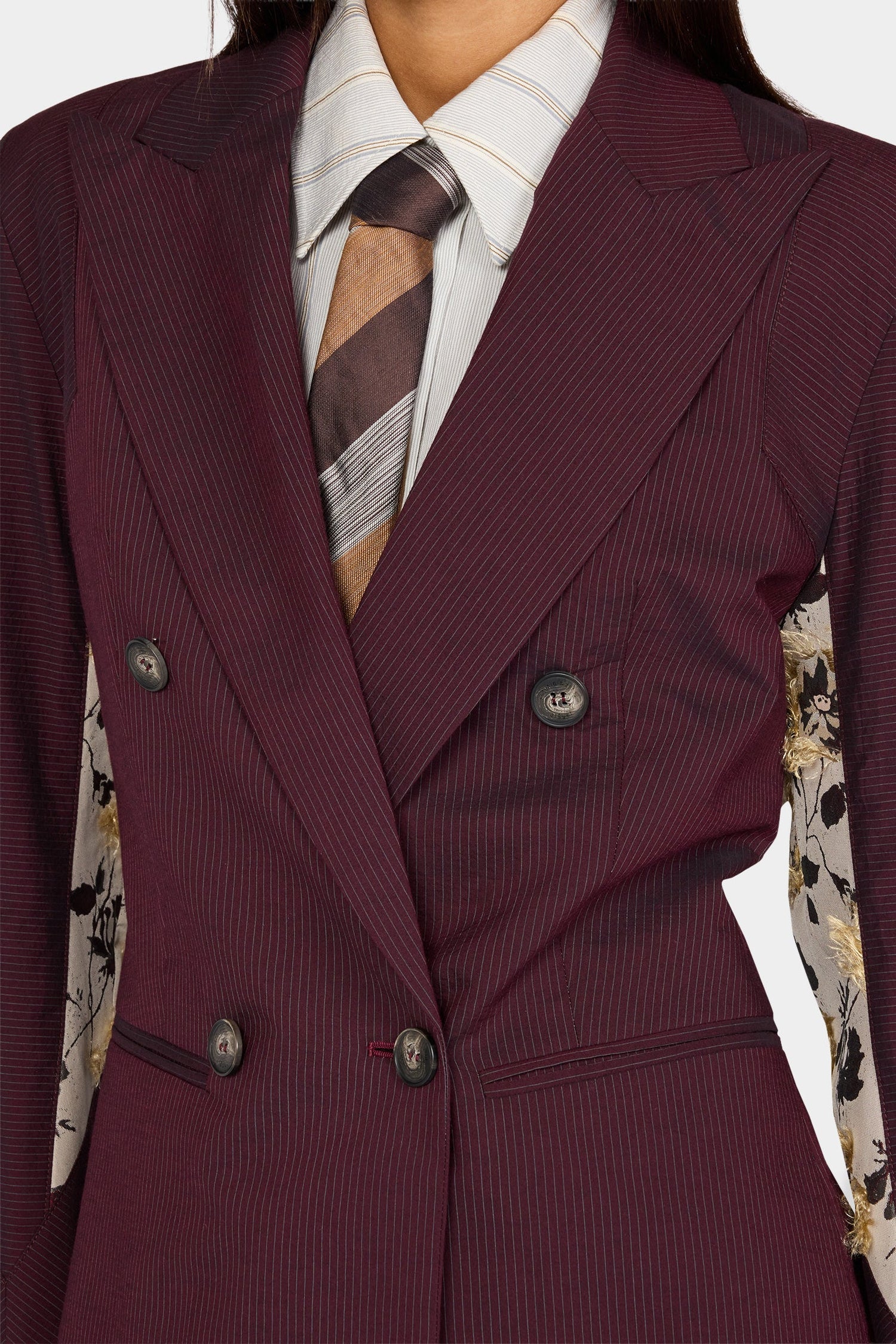 Burgundy Pinstripe Sculptural Jacket
