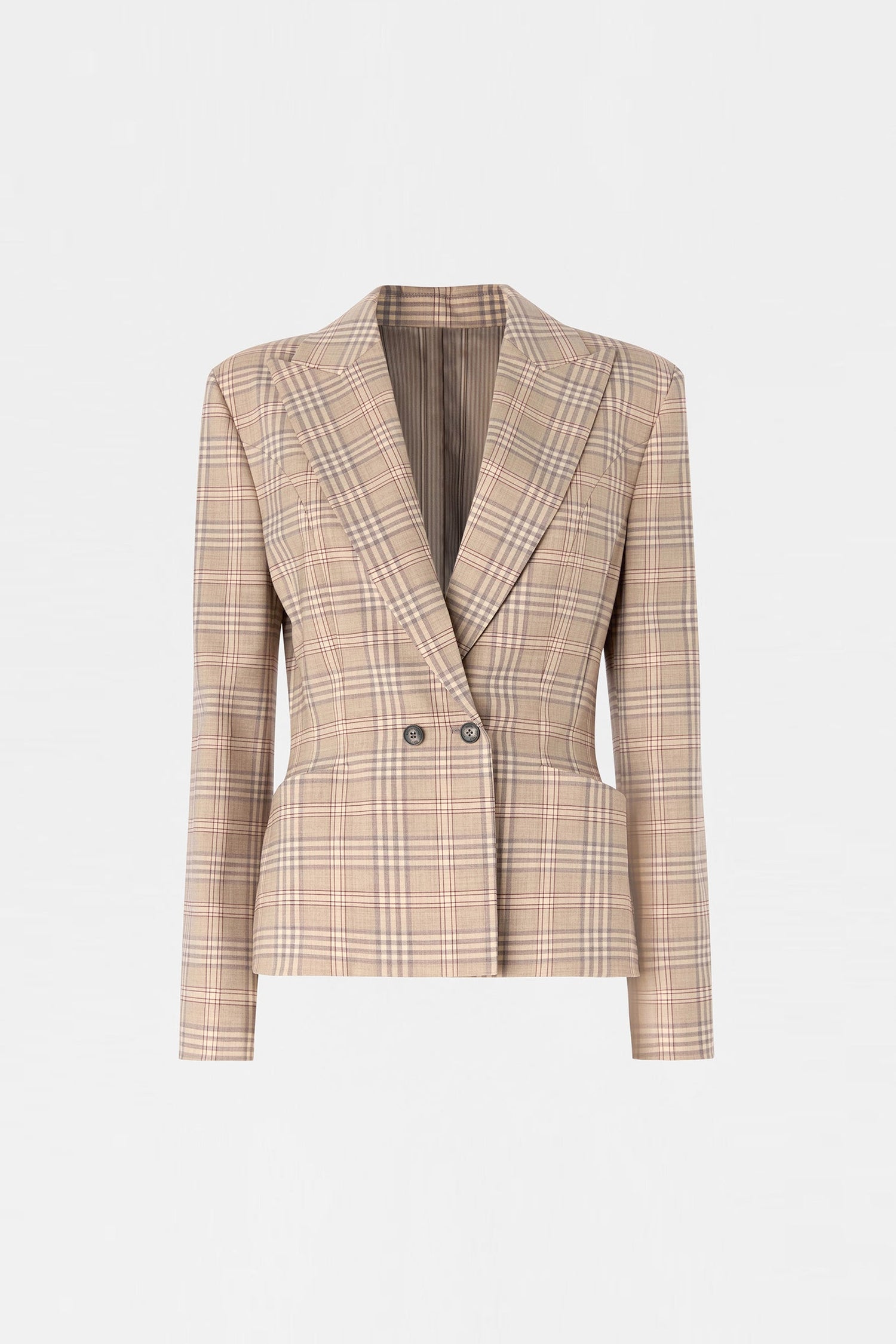 Beige Tartan Tailored Jacket