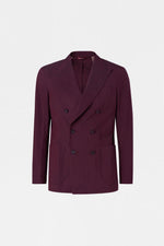 Burgundy Pinstripe Double-Breasted Blazer