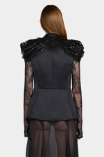 Black Sequin-Shoulder Gilet Jacket
