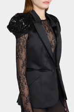 Black Sequin-Shoulder Gilet Jacket