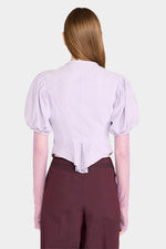 Lilac Leather Puff-Sleeve Jacket