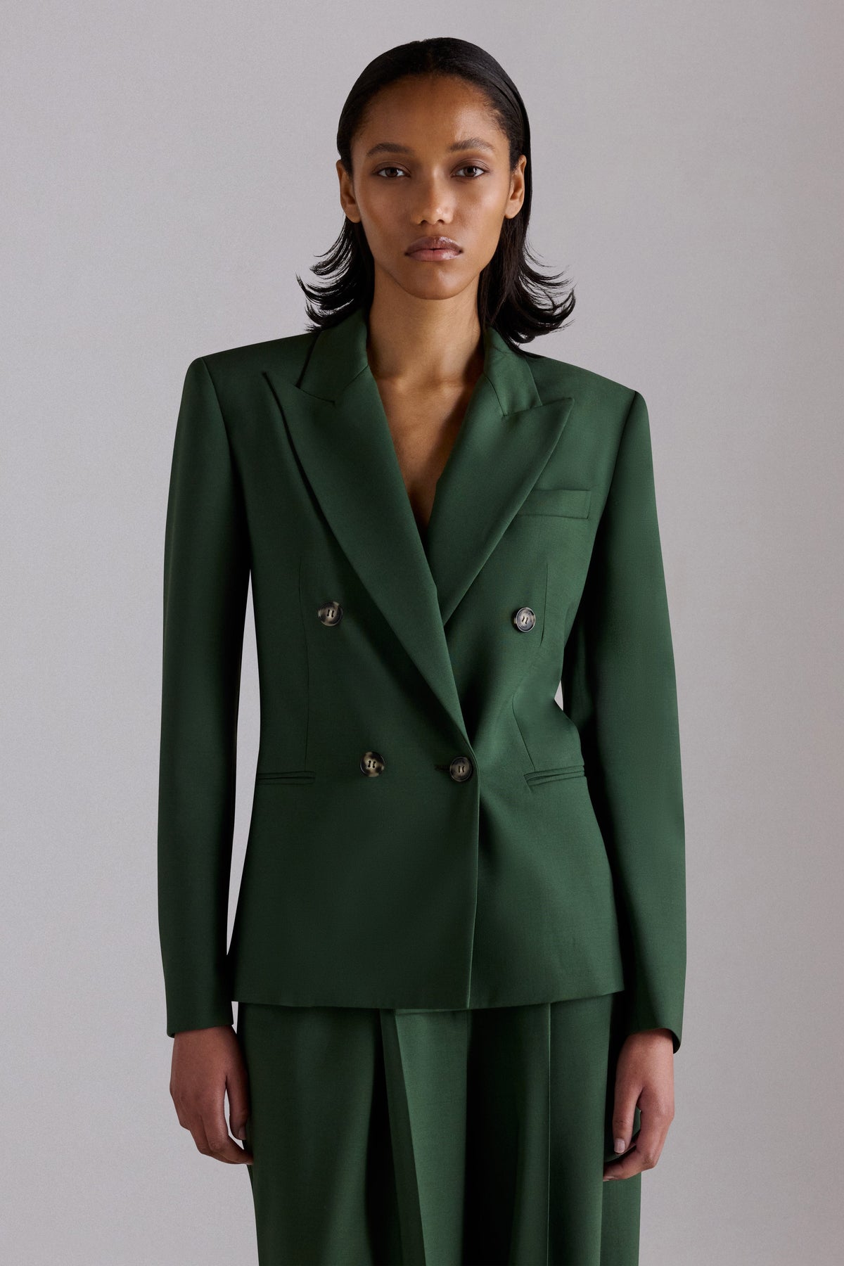 Stretch Virgin Wool Double-Breasted Blazer
