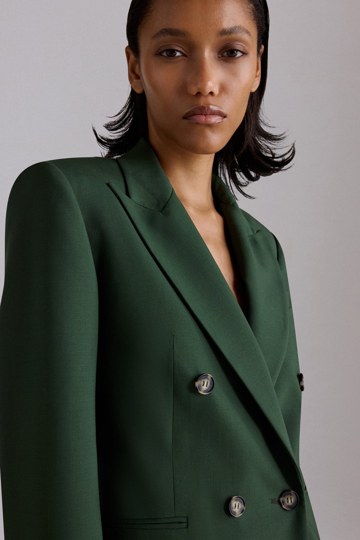 Stretch Virgin Wool Double-Breasted Blazer