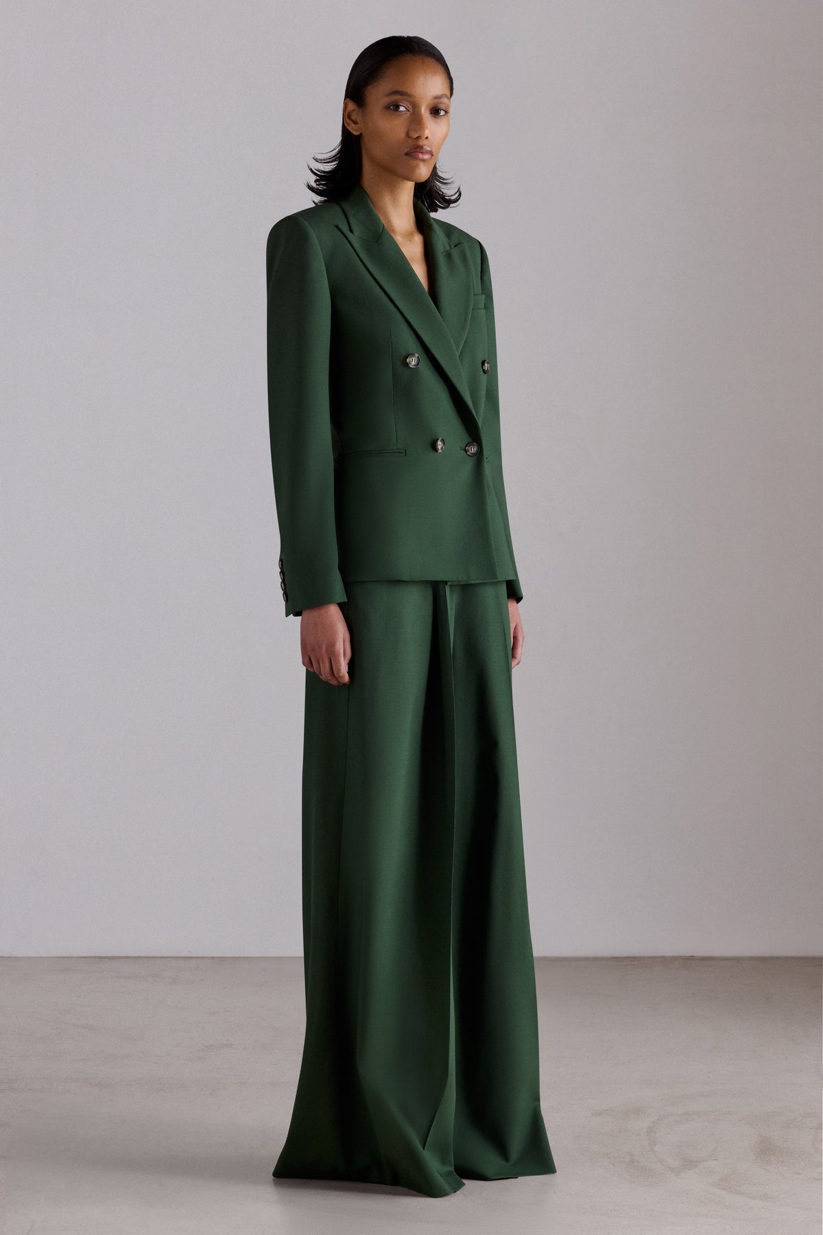 Stretch Virgin Wool Double-Breasted Blazer
