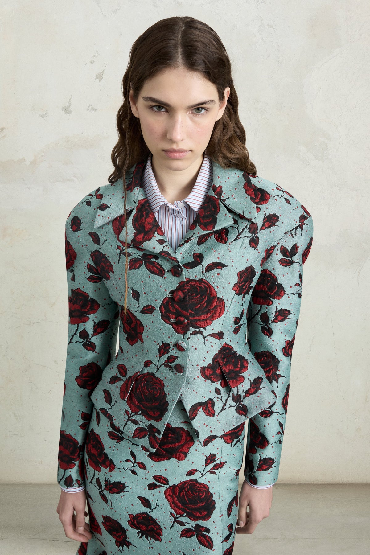 Embossed Rose Structured Jacket