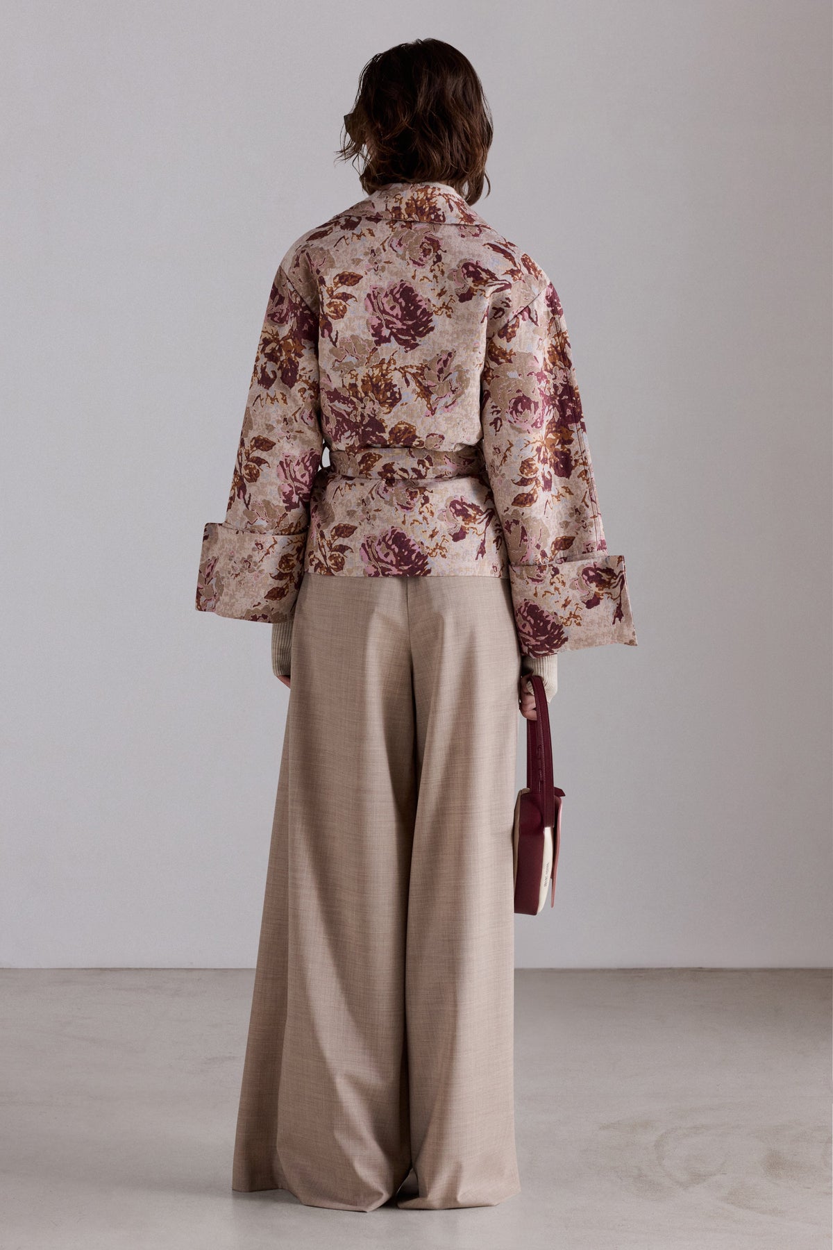 Rose Jacquard Cropped Trench
